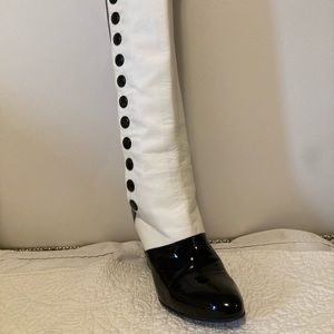 CHANEL - “AUTHENTIC” White and Black Heeled Boots